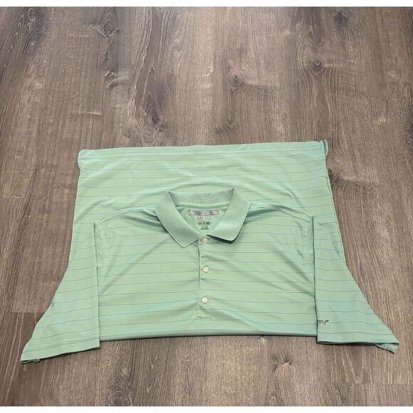Greg Norman ML75 Men's Polo‎ Golf XL Green Stripe - Picture 1 of 4